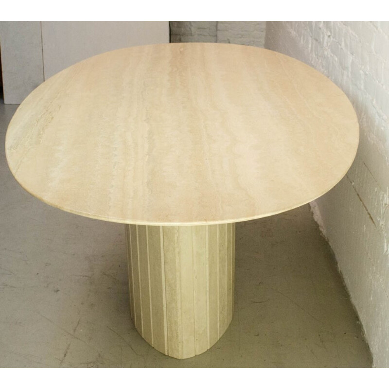 Vintage oval travertine table - 1970s