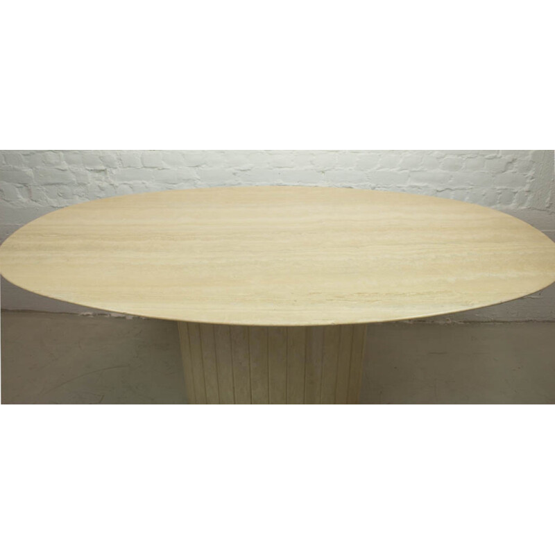 Table vintage ovale en travertin - 1970