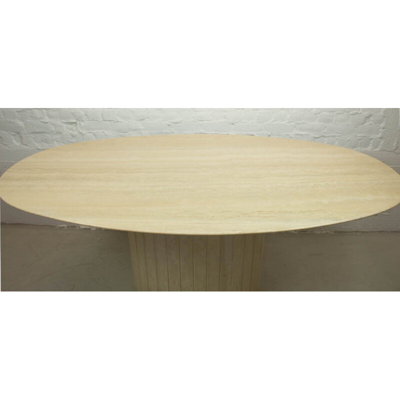 Vintage oval travertine table - 1970s