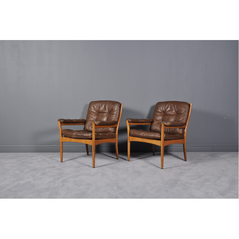 Pair of "Carmen" Leather Armchairs by Gote Mobler - 1970s