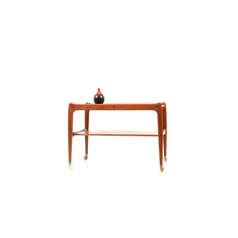 Vintage teak serving cart danish furniture design, 1960