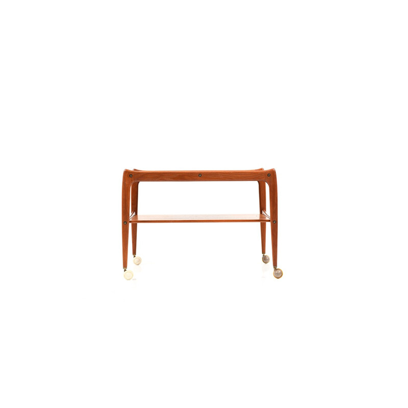 Vintage teak serving cart danish furniture design, 1960