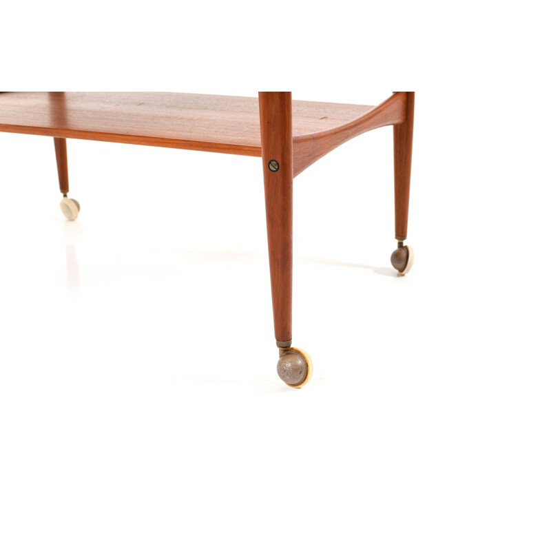 Vintage teak serving cart danish furniture design, 1960