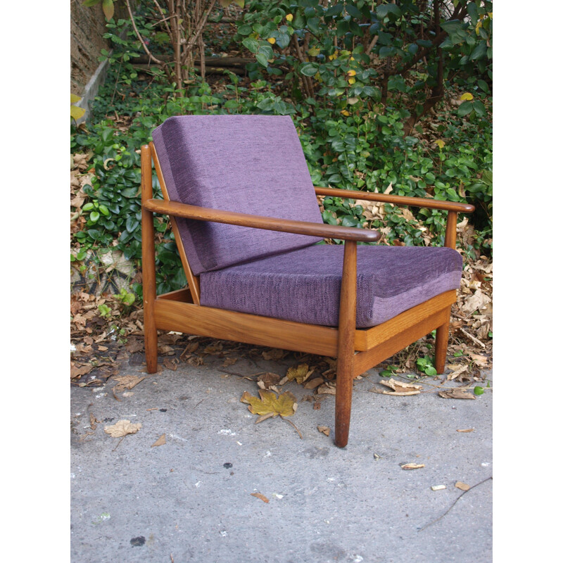 Pair of scandinavian armchairs in solid teak, Grete JALK - 1960s