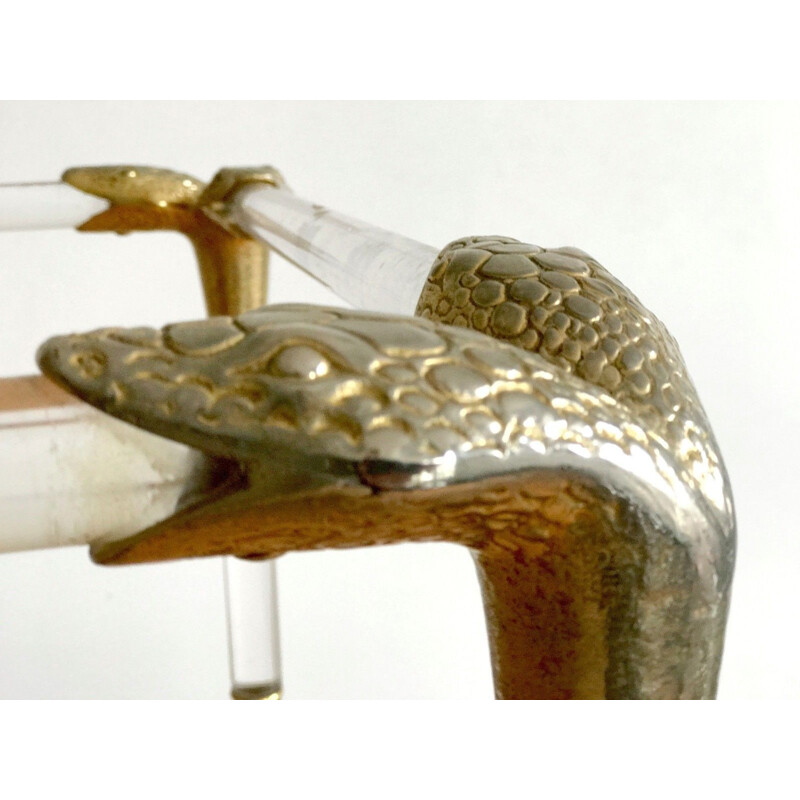 Table basse vintage en plexiglas aux têtes de serpents - 1970