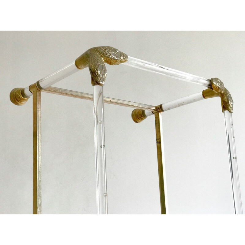 Vintage coffee table in plexiglas with snake heads - 1970s