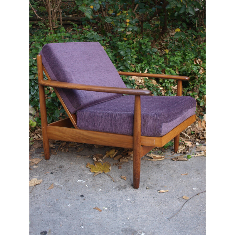 Pair of scandinavian armchairs in solid teak, Grete JALK - 1960s
