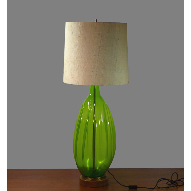 Vintage table lamp in blown glass for Blenko - 1950s