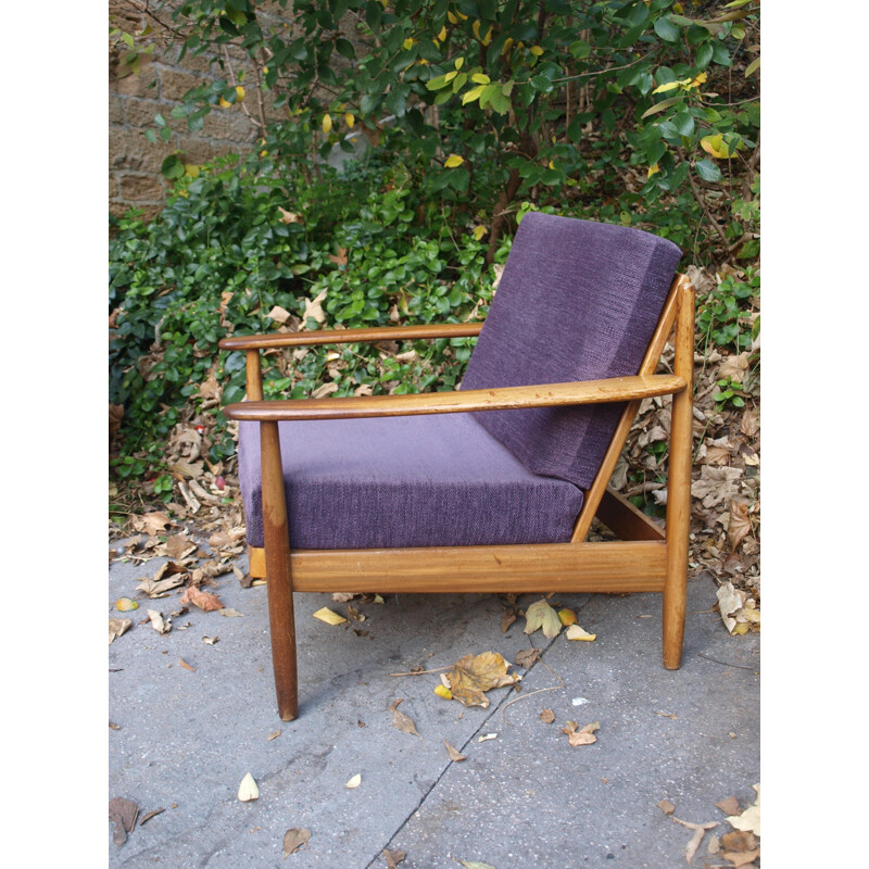 Pair of scandinavian armchairs in solid teak, Grete JALK - 1960s