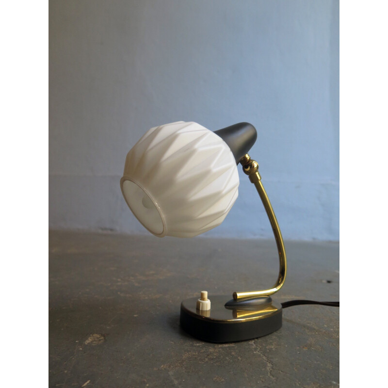 Vintage bedside lamp in opaline glass. 1950s