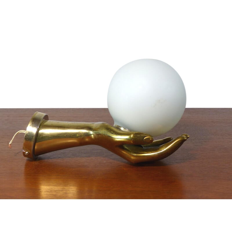 Vintage handmade wall lamp in brass - 1970s