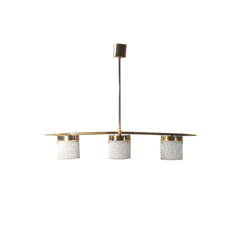 vintage pendant lamp in brass with 3 lights - 1960