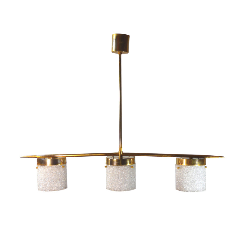 vintage pendant lamp in brass with 3 lights - 1960