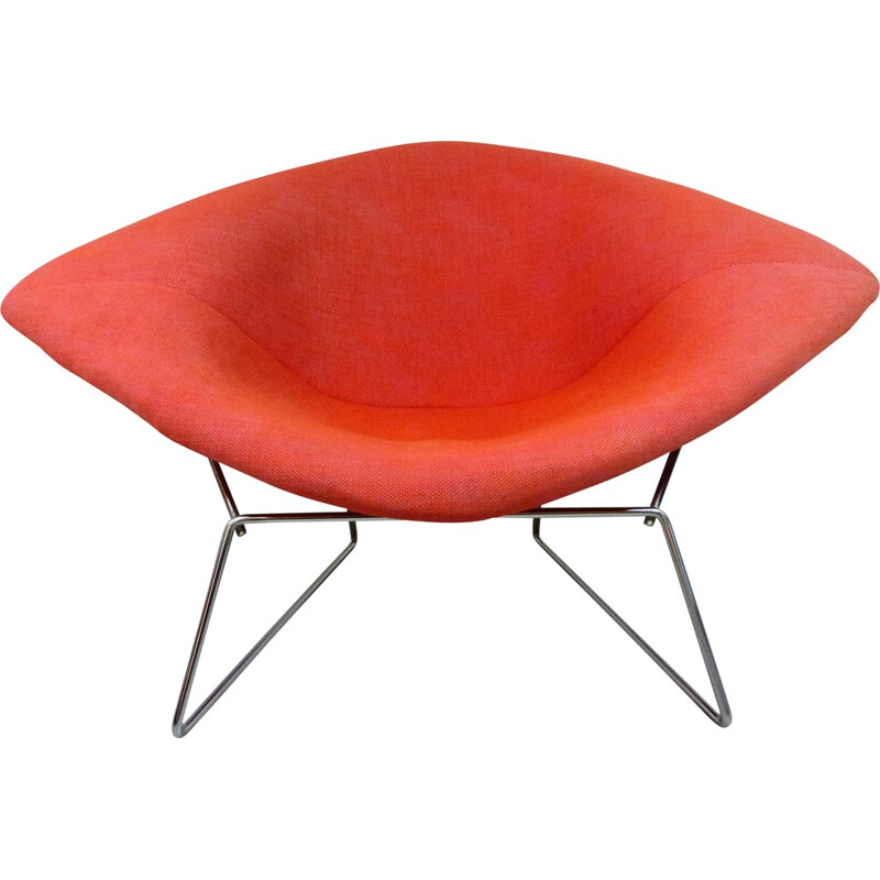 Diamond chair in chrome and red fabric, Harry BERTOIA - 1970s