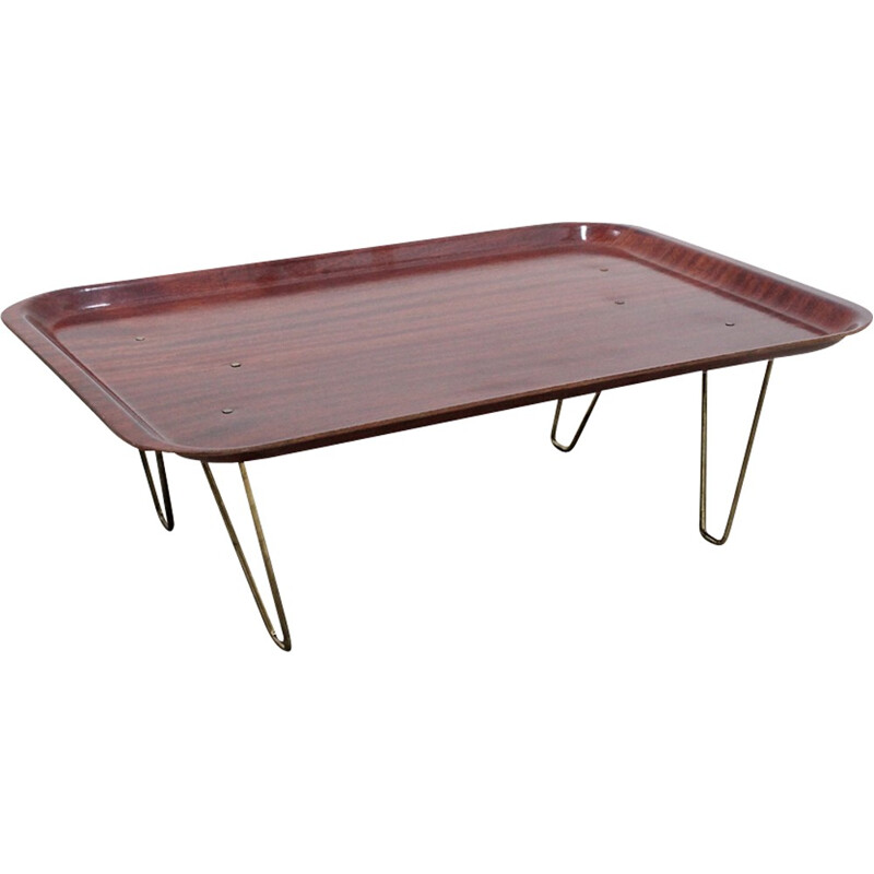 Vintage Italian teak folding tray, 1950