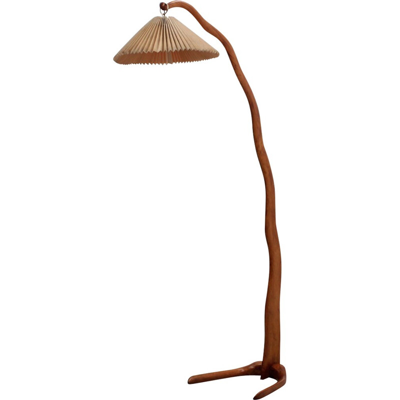 Vintage Curved Walnut Floor Lamp - 1940s