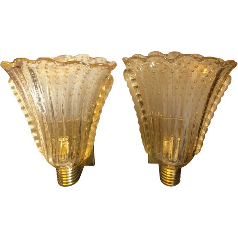 Set of 2 Wall Sconces in  Murano Glass - 1970s