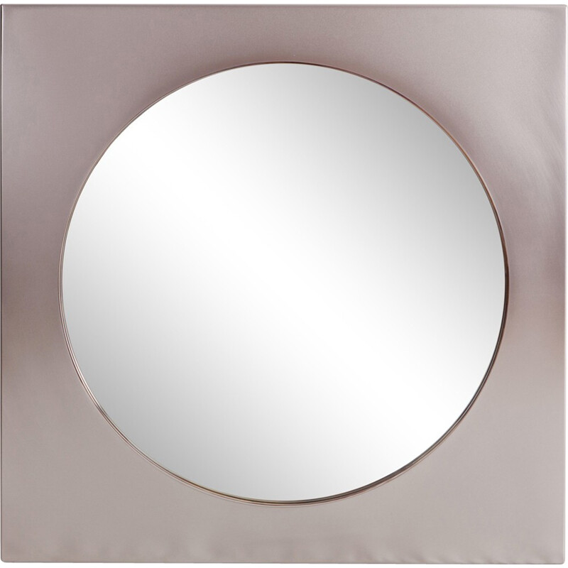 Vintage Belgo Chrom Mirror In Brushed Steel - 1980s