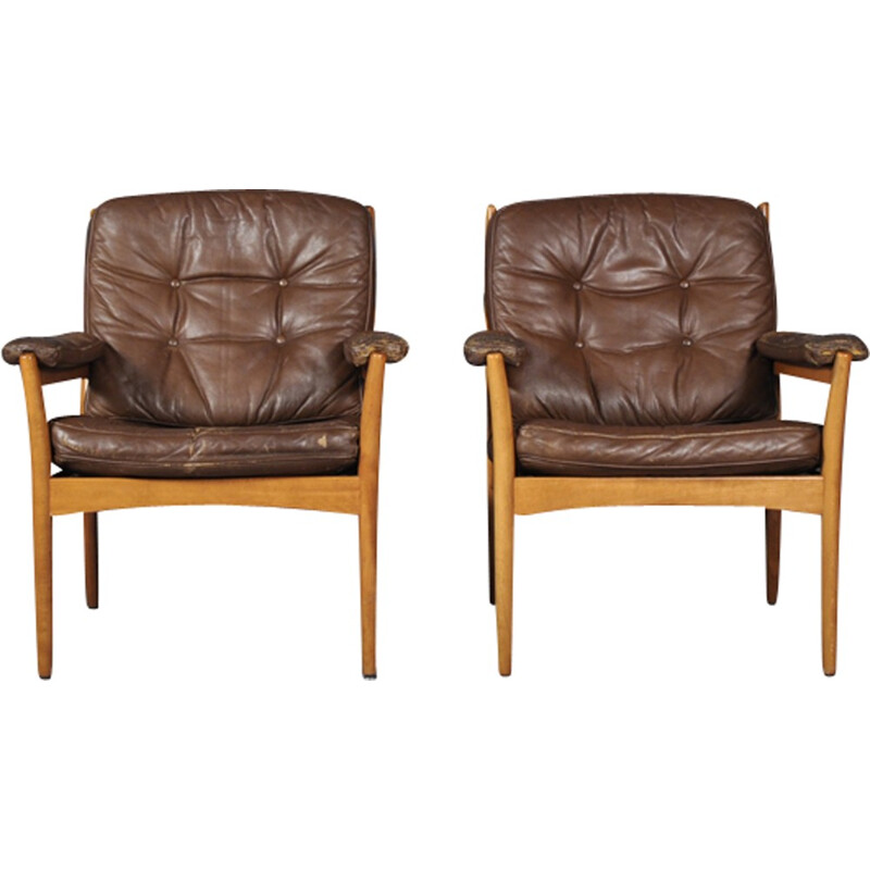 Pair of "Carmen" Leather Armchairs by Gote Mobler - 1970s
