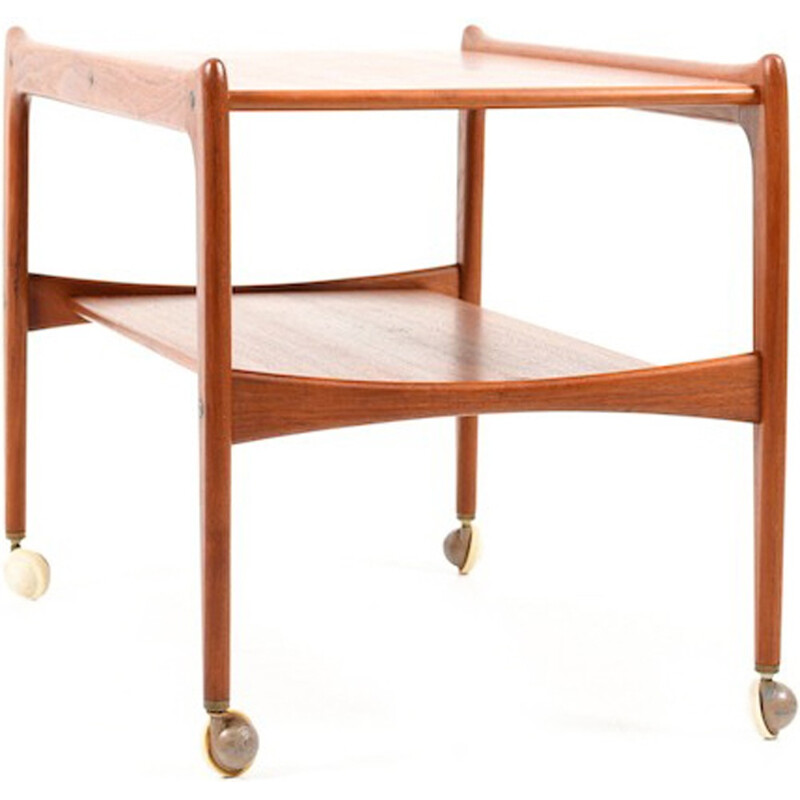 Vintage teak serving cart danish furniture design, 1960