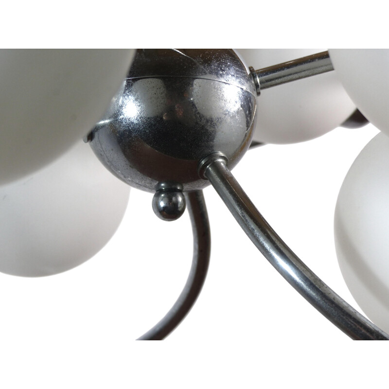 Vintage "Space Age" pendant lamp in opaline glass - 1970s