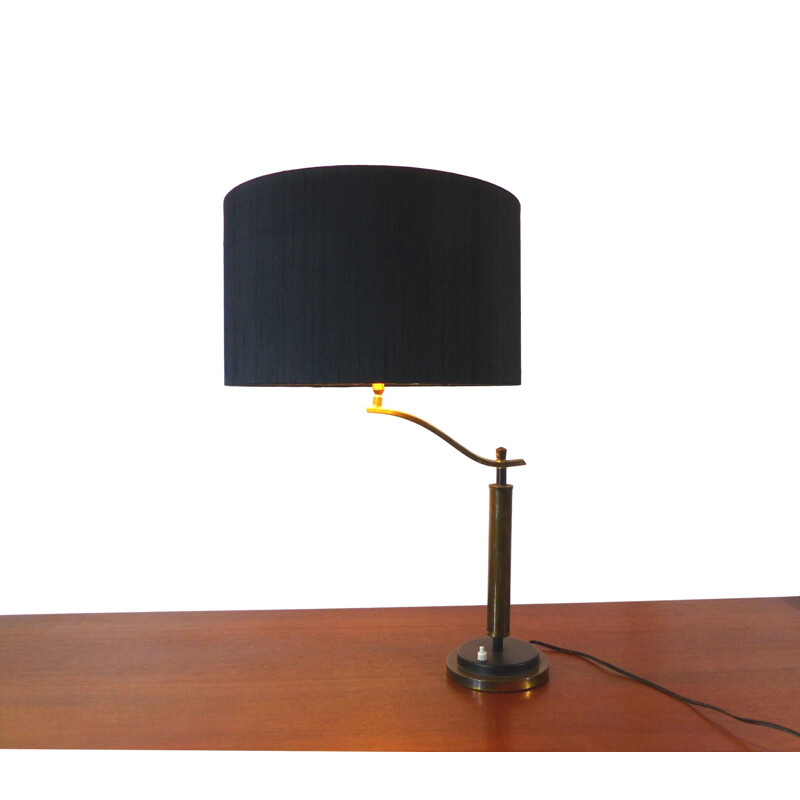 Vintage table lamp in black gilded brass - 1950s