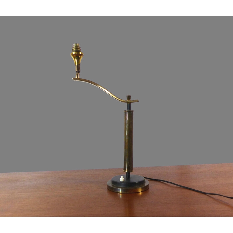 Vintage table lamp in black gilded brass - 1950s