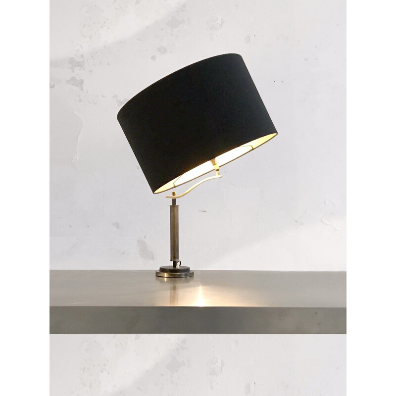 Vintage table lamp in black gilded brass - 1950s