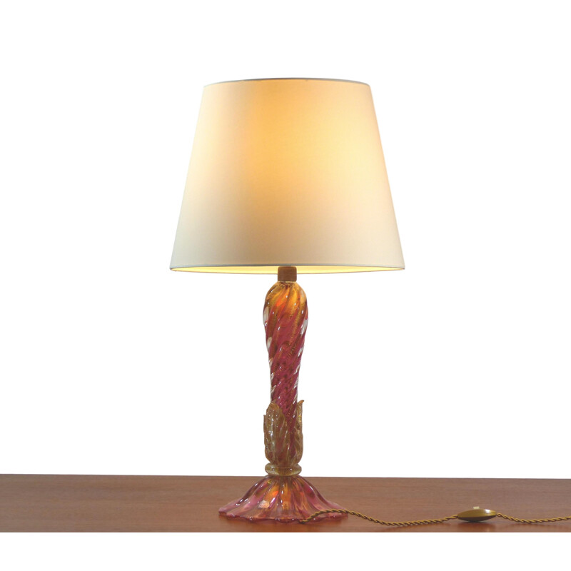 Lampe de table vintage en verre de Murano par Alfredo Seguso - 1950