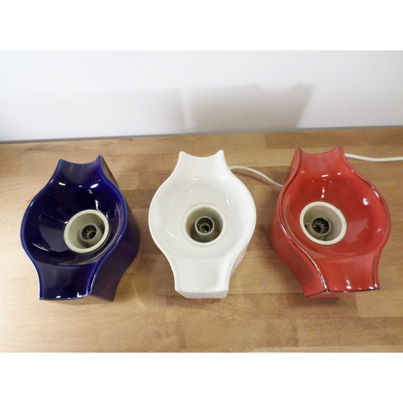 Set of 3 vintage ceramic lamps by Leola - 1970s