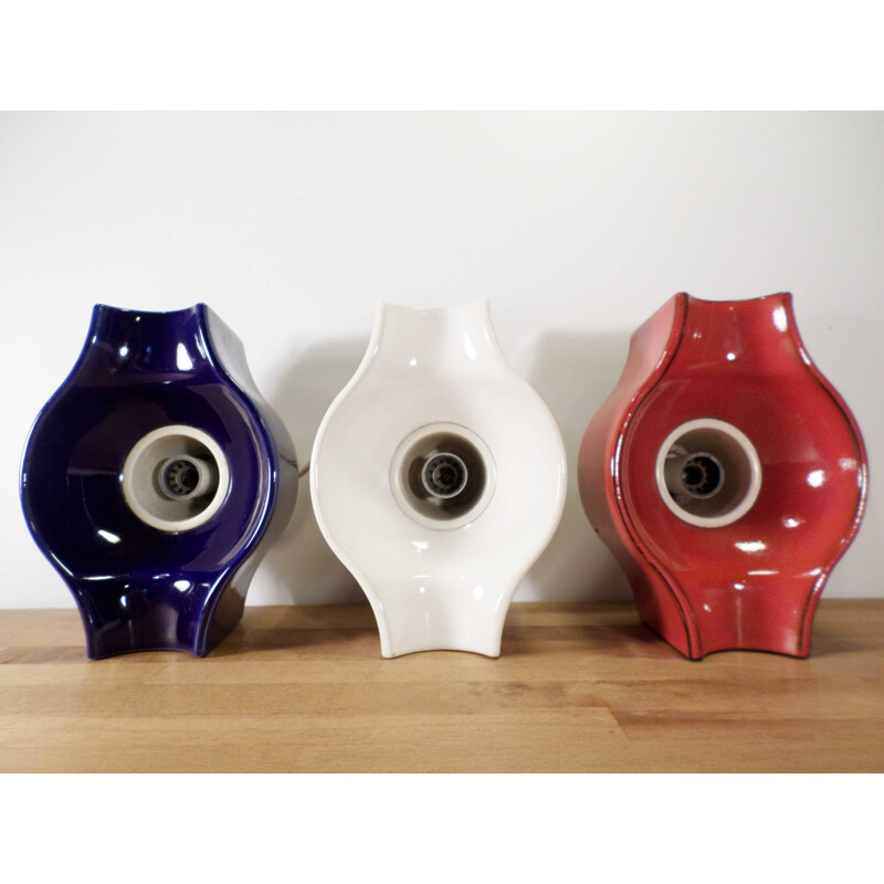 Set of 3 vintage ceramic lamps by Leola - 1970s