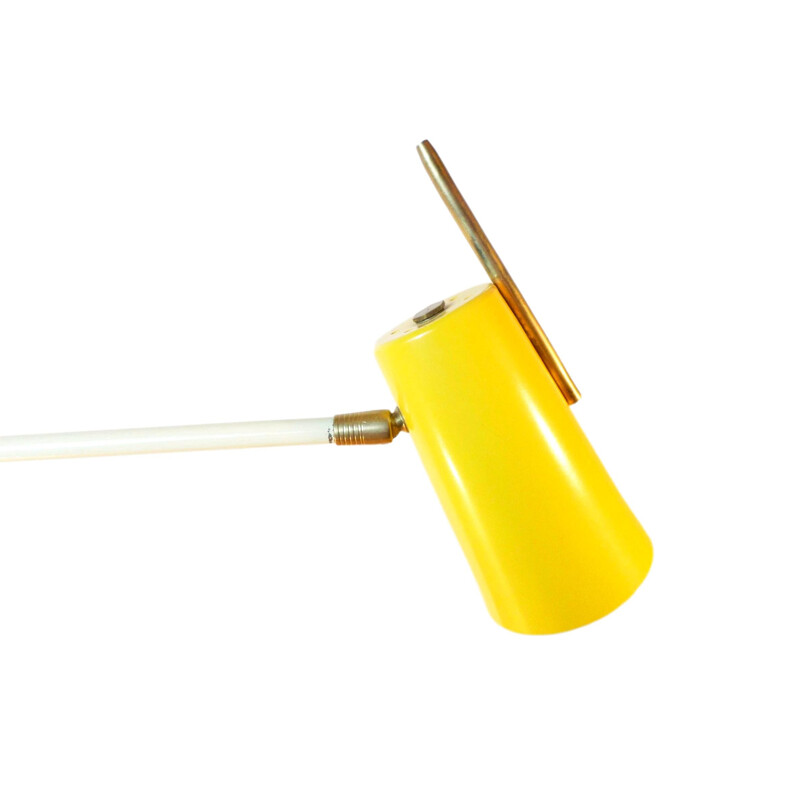 Vintage lamp stem in yellow and white plate - 1970s