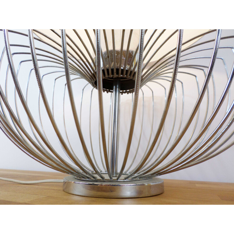 Vintage large artichoke table lamp chrome - 1970s