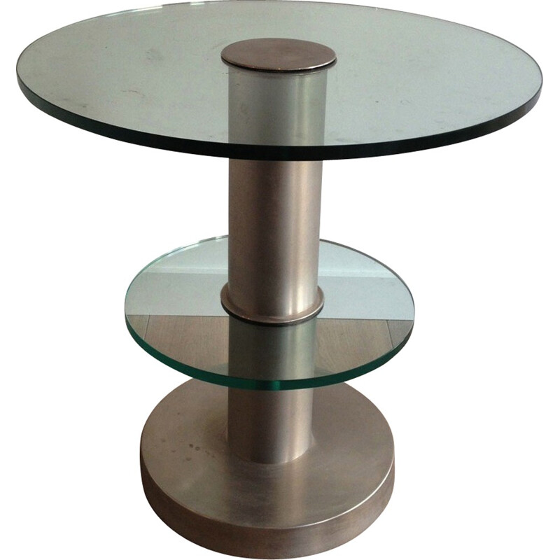 Vintage side table in steel and glass - 1970s