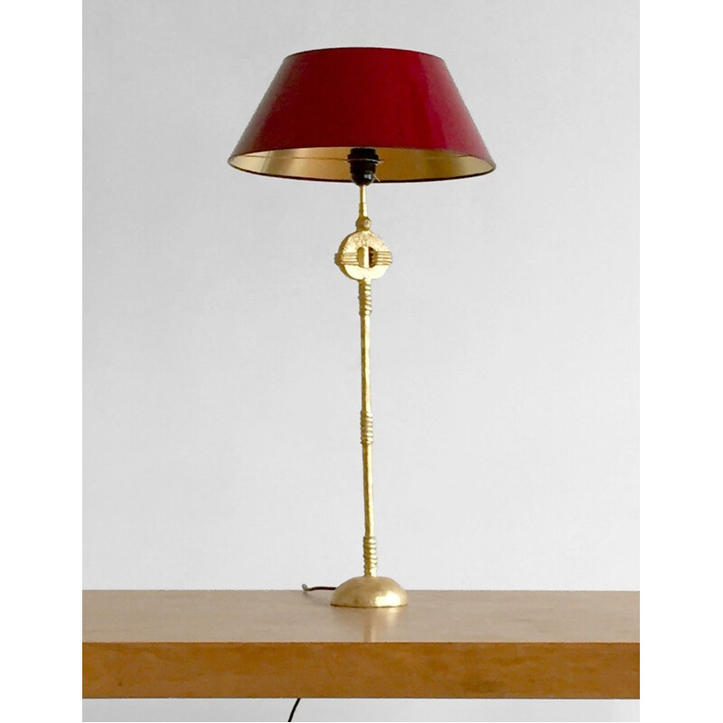 Grande lampe de table en bronze doré de Pierre Casenove - 1990