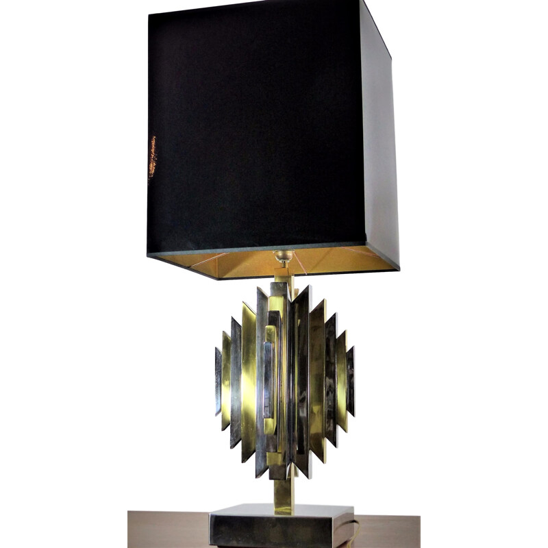 Pair of brass and chrome sculpture lamps by Atelier La Boetie - 1970s