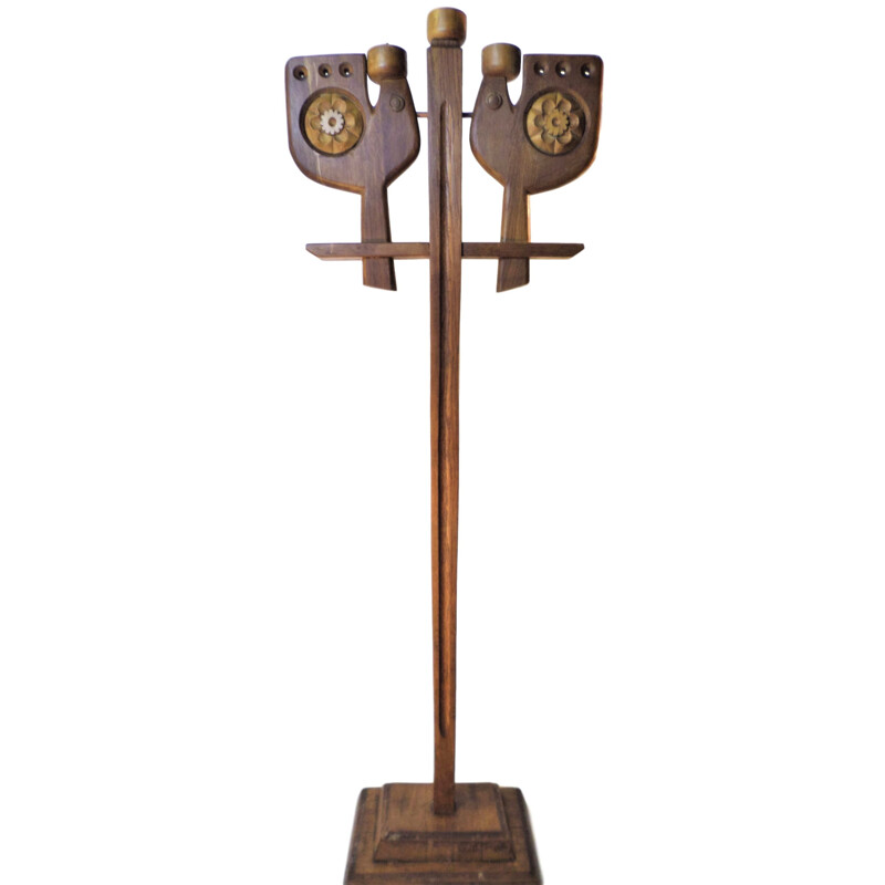 Candelabro vintage de madera, 1960