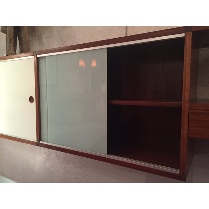 Mural sideboard in teak and glass, ARP ( Guariche, Motte, Mortier ) - 1950s
