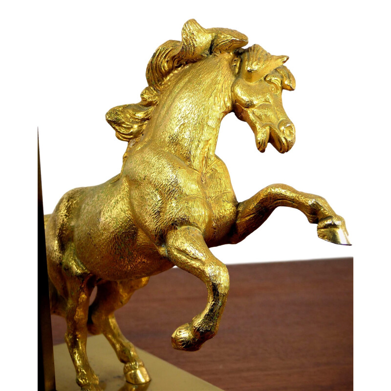 Lampe de table cheval vintage en bronze doré, 1970