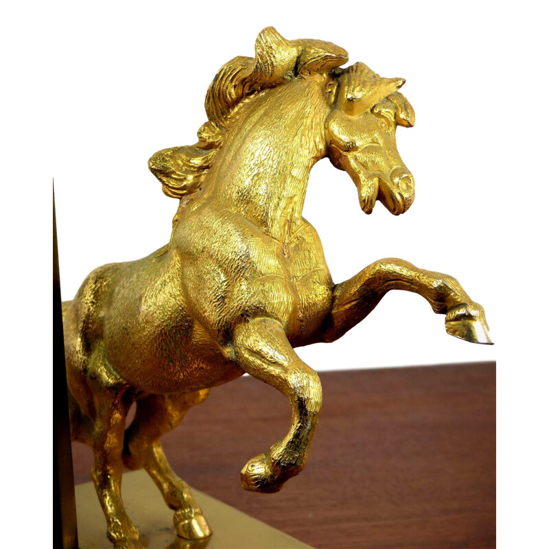 Vintage horse lamp in gilt bronze, 1970