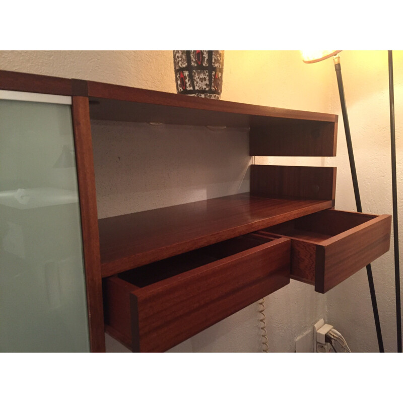 Mural sideboard in teak and glass, ARP ( Guariche, Motte, Mortier ) - 1950s