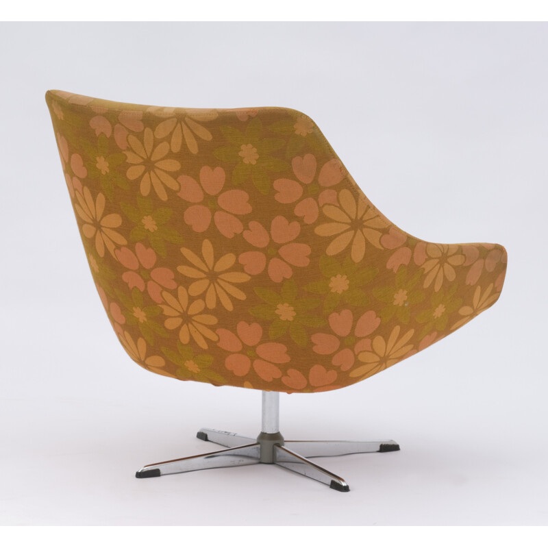 Fauteuil Vintage pivotante avec des fleurs - 1970