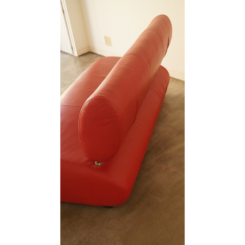 Red leatherette and metal Vintage sofa - 1990s