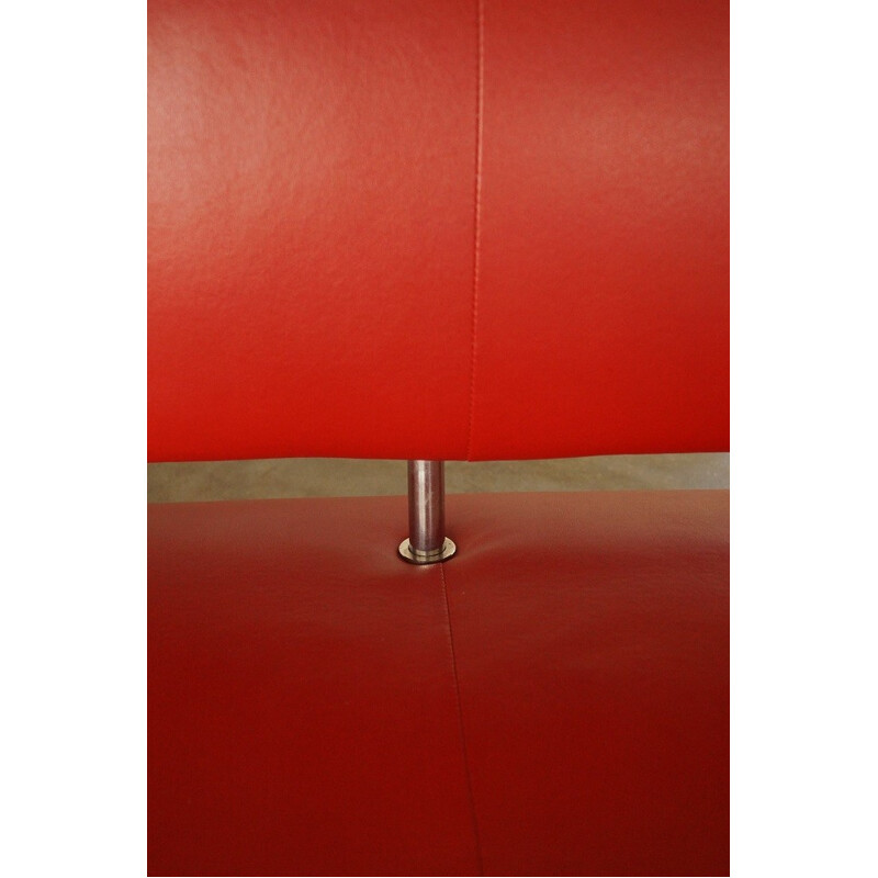 Red leatherette and metal Vintage sofa - 1990s