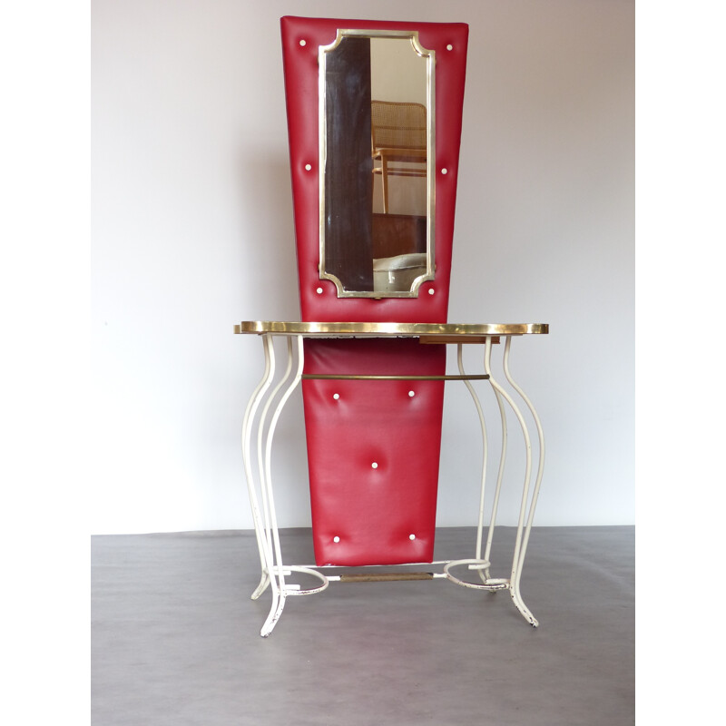 Red and Gold Wrought iron Vintage dressing table - 1950s