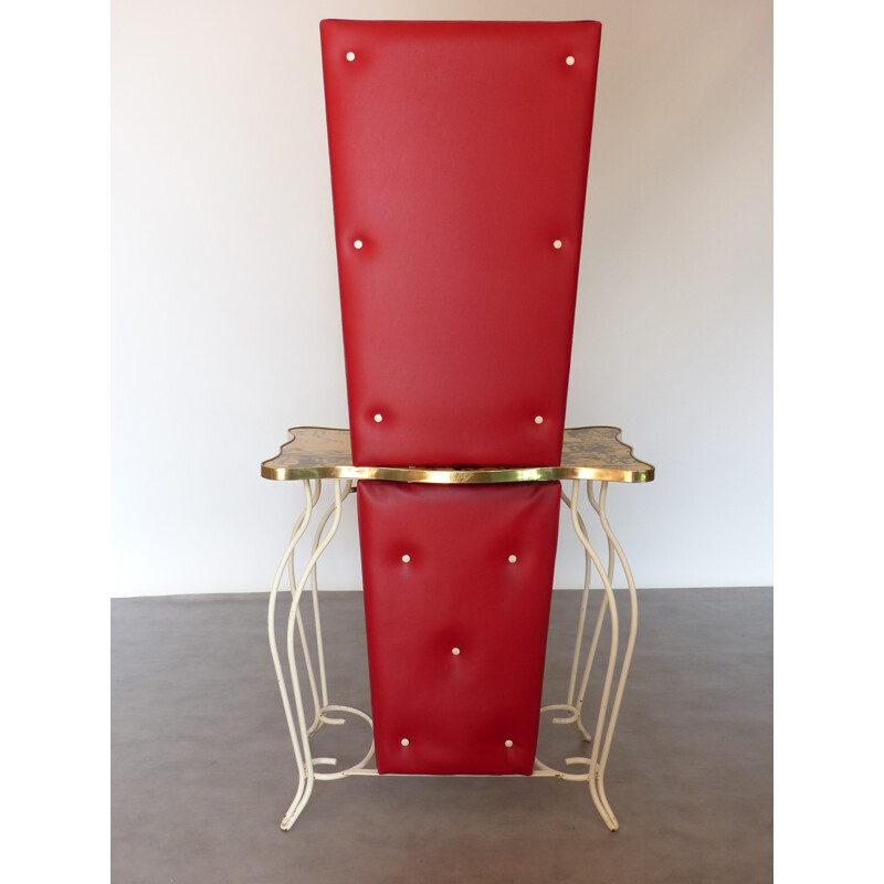 Red and Gold Wrought iron Vintage dressing table - 1950s