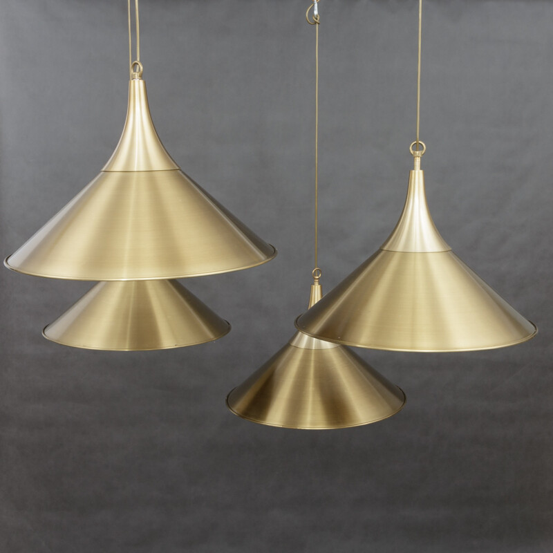 Vintage set of 4 pendant lamps in  brass - 1970s