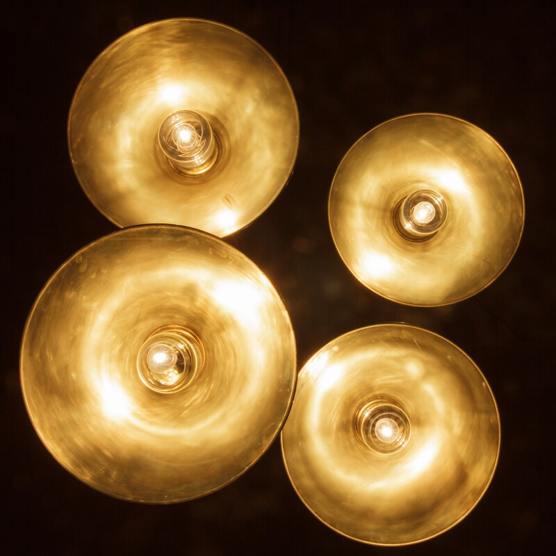 Vintage set of 4 pendant lamps in  brass - 1970s