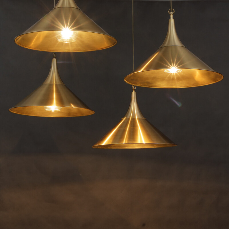 Vintage set of 4 pendant lamps in  brass - 1970s