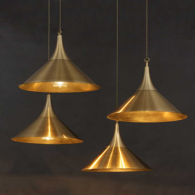 Vintage set of 4 pendant lamps in  brass - 1970s